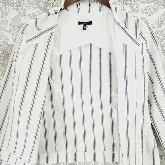 Anthropologie Drew Open front Striped fringe Women's Blazer M - Picture 3 of 8